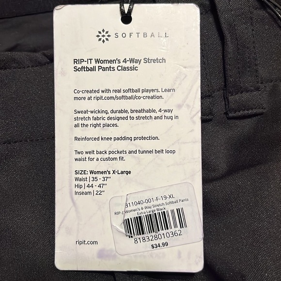 NWT RIP-IT | Womens 4-Way Pro Stretch Softball Pants XL - Picture 3 of 5
